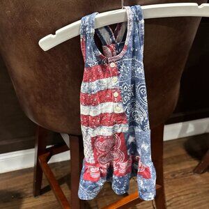 Adorable Ralph Lauren American Flag & Paisley Print Dress with Diaper Cover -nwt